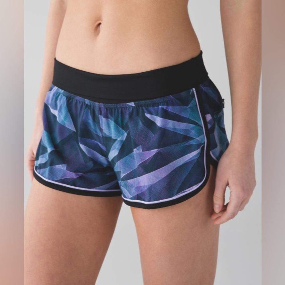 lululemon athletica Women's Printed Athletic Shorts in Black and Purple